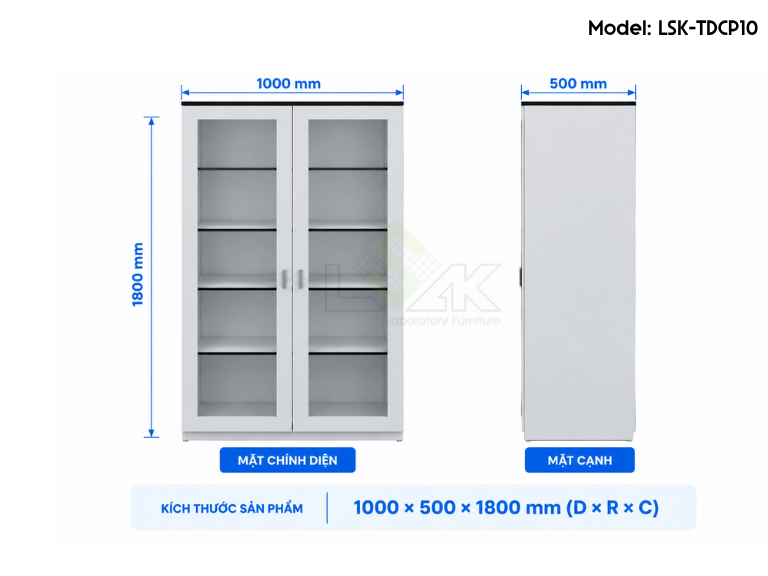 Tủ đựng dụng cụ phòng thí nghiệm Phenolic HPL toàn phần size ngang 1000mm