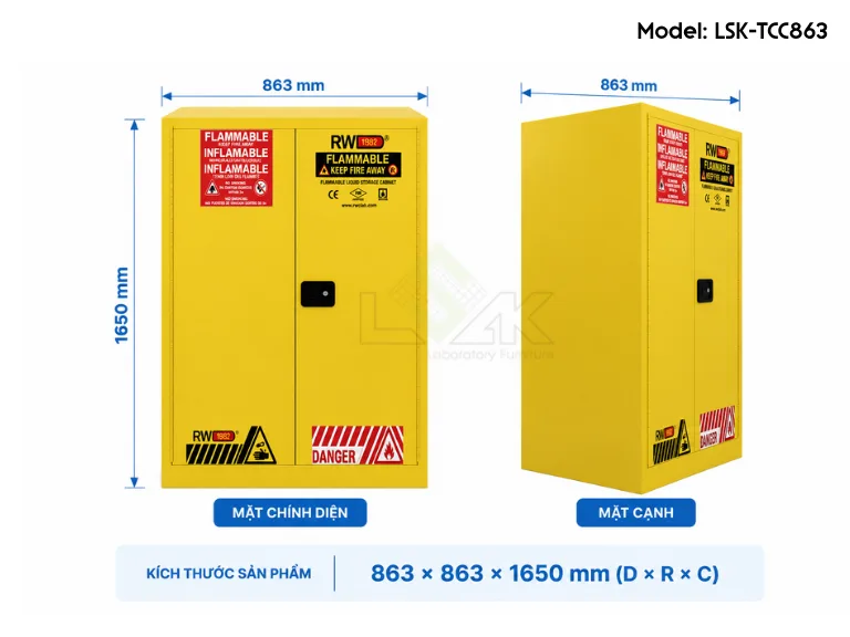 Tủ đựng hóa chất chống cháy phòng thí nghiệm LSK-TCC863