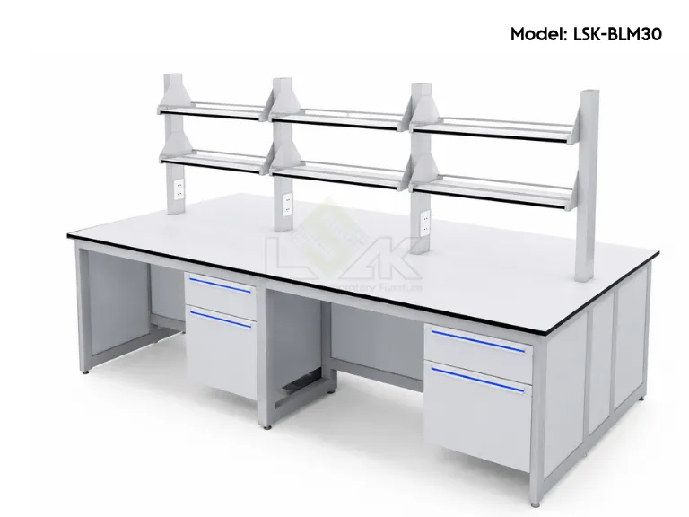 Góc phải bàn thí nghiệm trung tâm có kệ lưu mẫu model: LSK-BLM30-1