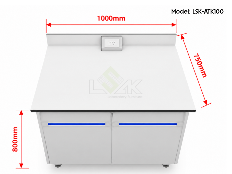 Bàn thí nghiệm áp tường dạng hộc tủ kín dài 1000mm LSK-ATK100