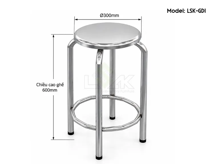 Ghế đôn inox phòng thí nghiệm cao 600 mm