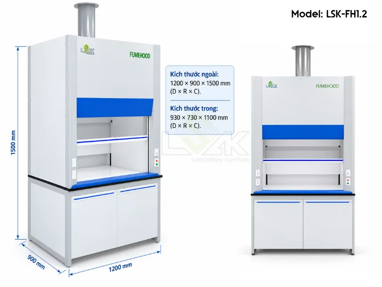 Thông số kĩ thuật tủ hút khí độc phòng thí nghiệm LSK-FH1.2