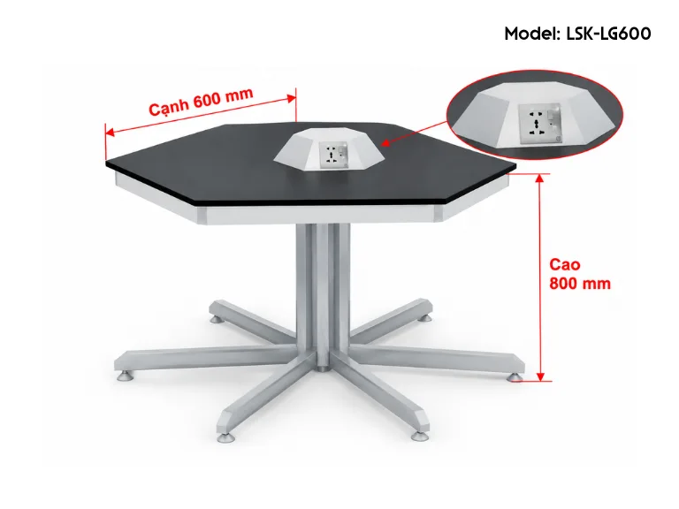 Kích thước - mô tả bàn thí nghiệm lục giác LSK-LG600